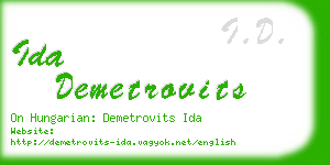 ida demetrovits business card